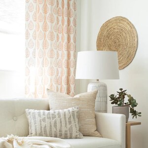 Pair of Curtain Panels Made From Beautiful Block Print Fabric From Tonic Living, Lighter Weight Poly Cotton Blend, Breezy Fresh Pattern