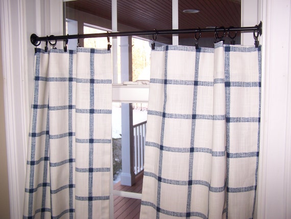 Pleated Windowpane Plaid Cafe Curtain , Tier Curtains, Kitchen Curtains,  Bathroom Curtains , Window Treatments, Farmhouse 