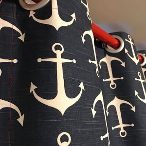 READY TO SHIP - Navy Anchor Curtains - Beach - Premier Prints - Pair Drapery Panels - 24x110 - Boys Room - Nursery