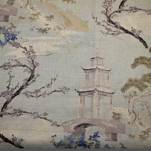 Chinoiserie Ivory Curtains, Zen Toile Basketweave, Chinese Design, Pair Drapery Panels, 24&quot;  or 50&quot; Wide Basketweave Regal Zen Flax