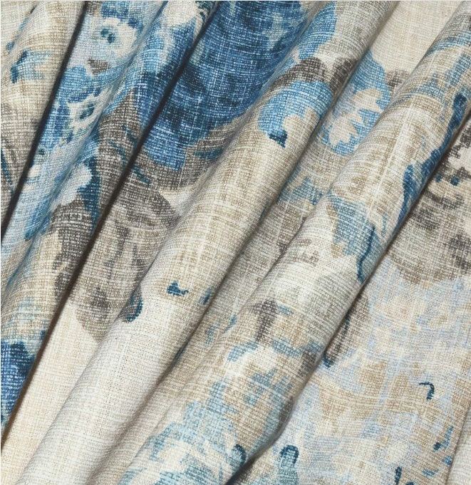Blue Linen Like Curtains Waverly Juliet Bluebell Custom - Etsy