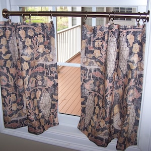 Luxury Cotton Cafe Curtains, Tonic Living Kalinda Walnut Curtains, Modern Farmhouse, Kitchen, Bedroom, PAIR 24&quot; Wide Cafe Curtains