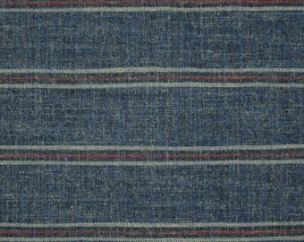 Luxury Linen Drapes, Indigo Blue Stripe, Heavy Linen Blend Woven, Modern Farmhouse,  Kitchen, Bedroom, PAIR 24" 50" Wide