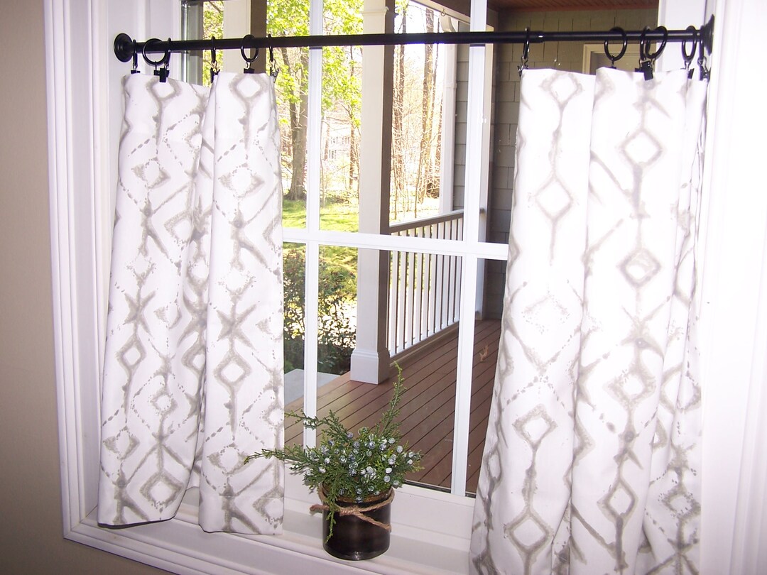 Boho Tribal Curtains, Cafe Curtains, Tier Curtains, Kitchen, Bathroom