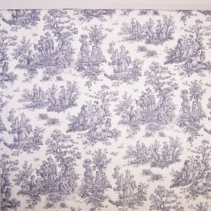 Toile CURTAINS -  Indigo - Colonial - Country - Blue Curtains - Premier Prints - Pair Drapery Panels - 24&quot; / 50&quot; Wide - Rod Pocket -