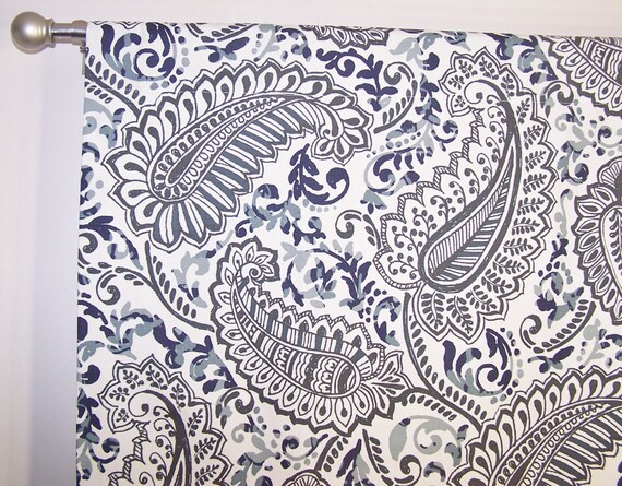 Paisley Curtains Indigo Blue Navy Curtains Premier Etsy
