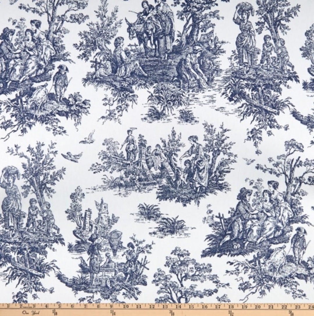 Blue Curtains Premier Prints Blue and White Toile Custom - Etsy