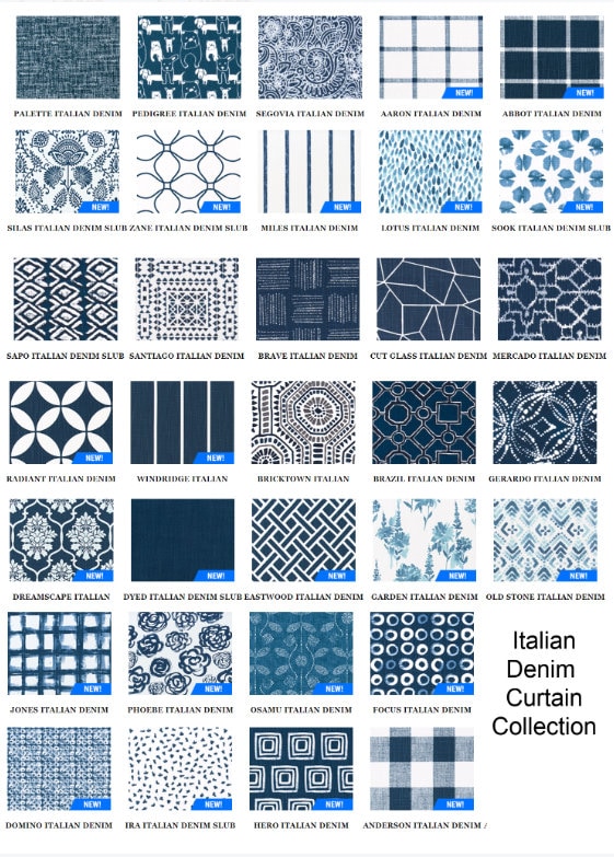 Blue Valance - Italian Denim -  Premier Prints Cotton - Window Treatments