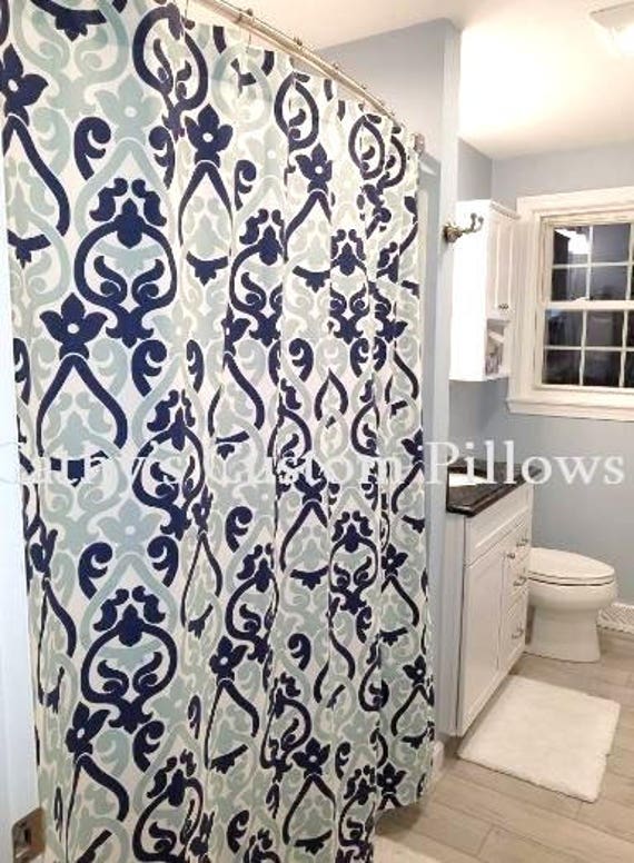 Custom Shower Curtain Alex Navy And Spa Stall Choose Etsy