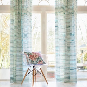 Coastal Curtains,  Luxe Cotton Canvas, Beach,  Pair Drapery Panels, , 24&quot; or 52&quot; Wide, Premier Prints, Rod Pocket, Upgrades: Pleats Lining