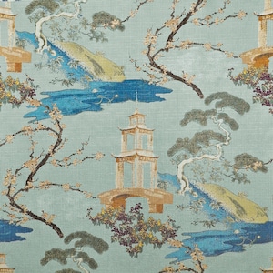 Chinoiserie Seaspray Curtains, Zen Toile Basketweave, Chinese Design, Pair Custom Drapery Panels, 24&quot; Narrow ,50&quot; Wide,50x63,50x84, Regal