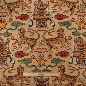 Tiger Republic Curtains, Linen Blend Drapes, Bedroom, Living Room, Kitchen, Dining Room, 2 Panels 24 or 50&quot; Wide, Chinoiserie, Hillary Farr