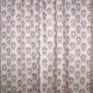 Luxury Drapes, Block Print Style Linen, Spicey Brown Cinnamon,  Modern Farmhouse,  Kitchen, Bedroom, PAIR 24" 52" Wide