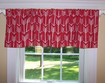 Premier Prints Fabric Arrows Lipstick Red & White 52" Wide x 16" Long Valance One Curtain Panel