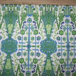Lacefield Bindi, Ikat, Kelly Green, Cobalt, Pair Custom Drapery Panels ...