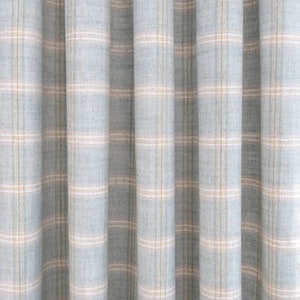 Luxury Linen Drapes, Plaid Curtains, Heavy Linen Blend Woven, Modern Farmhouse,  PAIR 24" 50" Wide, Check, Window Pane Nantucket Sage Blue