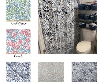 Blue Luxe Linen Shower Curtains // Nautical // Coral Reef // Scott Living // Choose length & Width // Wide Shower Curtains
