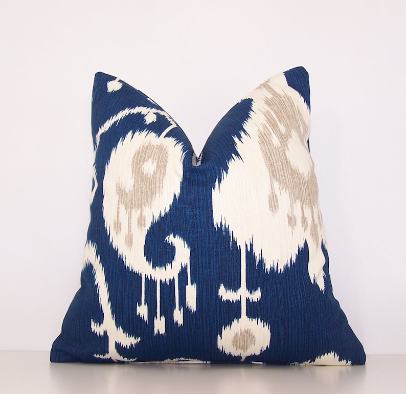 Navy Ikat Pillow Cover Euro.Sham Lumbar18 x 18 20 x 20 24 Etsy