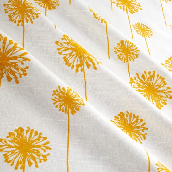 Large Dandelion Corn Yellow, Premier Prints, Pair Drapery Panels, 24" Wide, 52" Wide, Colors: White and yellow