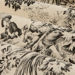 Black Toile Curtains, Festin Noir Cotton Duck, Custom Curtains, Pair Drapery Panels, 24&quot; Wide or 52&quot; Wide