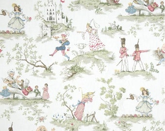Covington Over The Moon Nursery Rhyme Print Cotton Duck Panels, Children's Room Drapery, Pair of Panels, Cotton or Blackout Lining