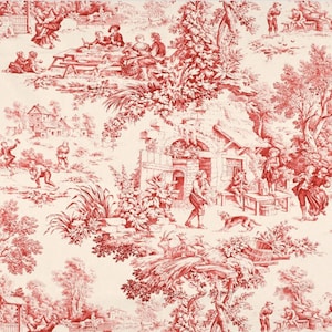 Red Curtains, Festin Bordeaux Red Toile Cotton Duck, Custom Curtains,Pair Drapery Panels, 24&quot; Wide or 52&quot; Wide