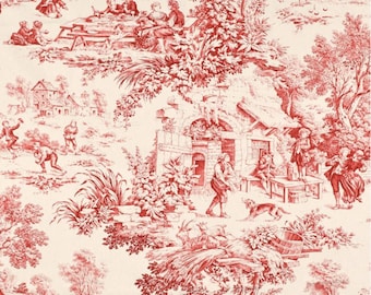 Red Curtains, Festin Bordeaux Red Toile Cotton Duck, Custom Curtains,Pair Drapery Panels, 24" Wide or 52" Wide