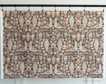 Luxury Cotton Drapes, Tonic Living Kalinda Vintage Bird in Walnut Curtains, Beautiful Drape, Farmhouse, Bedroom, PAIR 24&quot; 52&quot; Wide UNLINED