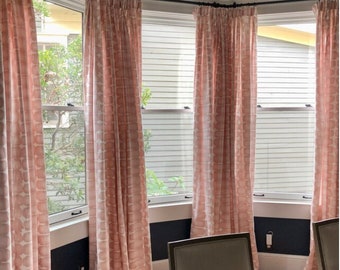 Blush Pink Shibori Dot Curtains, Custom Pair Drapery Panels, 24" or 52" Wide, Premier Prints, Abstract, Rod Pocket, Upgrade for Pleats
