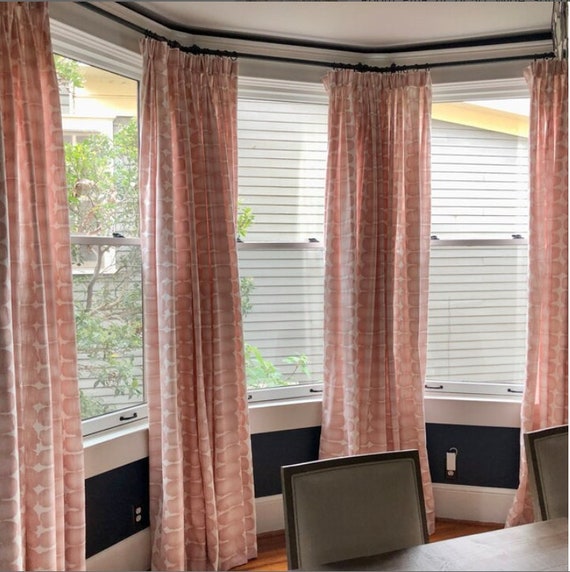Blush Pink Shibori Dot Curtains, Custom Pair Drapery Panels, 24" or 52" Wide, Premier Prints, Abstract, Rod Pocket, Upgrade for Pleats