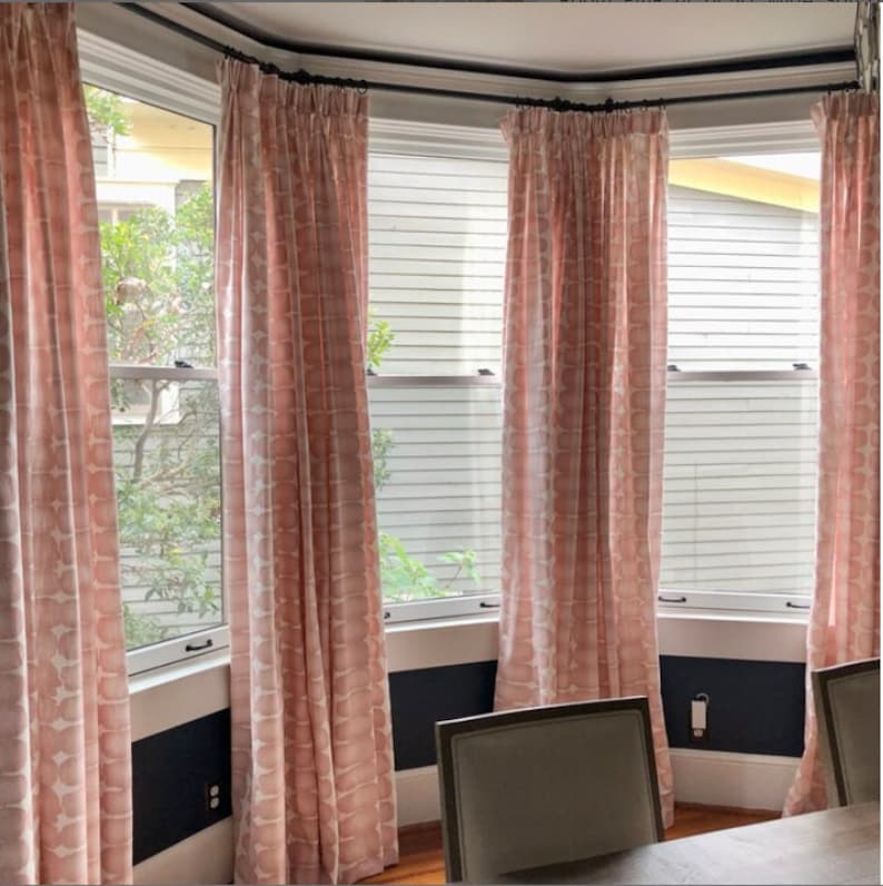 Blush Pink Shibori Dot Curtains, Custom Pair Drapery Panels, 24" or 52" Wide, Premier Prints, Abstract, Rod Pocket, Upgrade for Pleats image 1