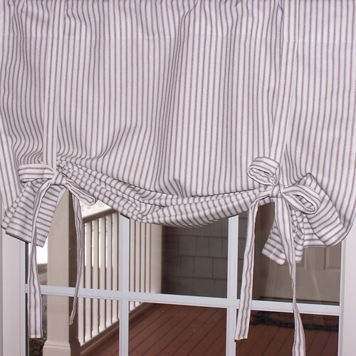 Tie up Curtain. Classic Ticking Stripe. Black White Strip Etsy