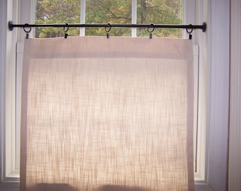 Ivory Window Pane Curtains, Cafe Curtains, Tier Curtains, Kitchen, Bathroom, Farmhouse, Linen Like Slub, Offwhite,  Choose 1 or 2 Panels