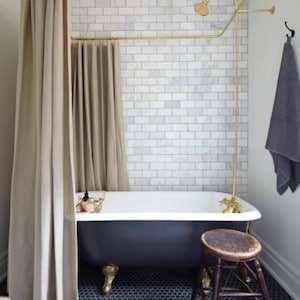 Pair of Curtain Panels Made From Beautiful Tuscany Linen Fabric From Tonic Living, Natural