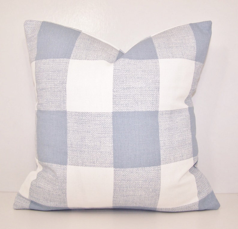 Blue Check Pillow Toss Pillow Cashmere Blue Buffalo Check Etsy