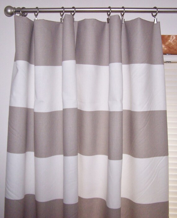 Ecru And White Extra Wide Stripe Curtains Beige Curtains Etsy