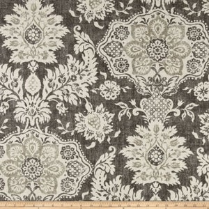 Grey Curtains,Magnolia Belmont Metal, Damask, Custom Curtains,Pair Drapery Panels, 24&quot; Wide,50&quot; Wide