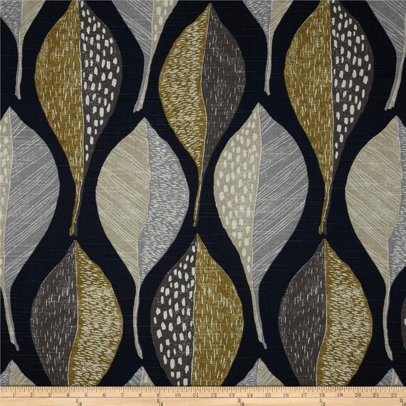 Indigo Curtainswoodblock Leaf Curtainsrobert Allen Etsy