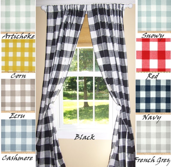 Buffalo Check Curtains 9 Colorsblack Curtainslarge
