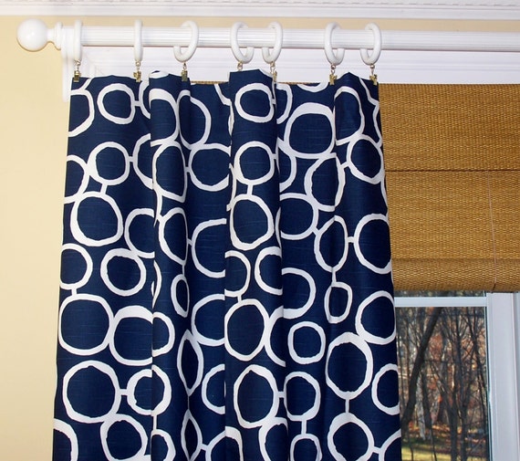 Blue Curtainswindow Treatmentsmodernfreehand Circlescustom Etsy