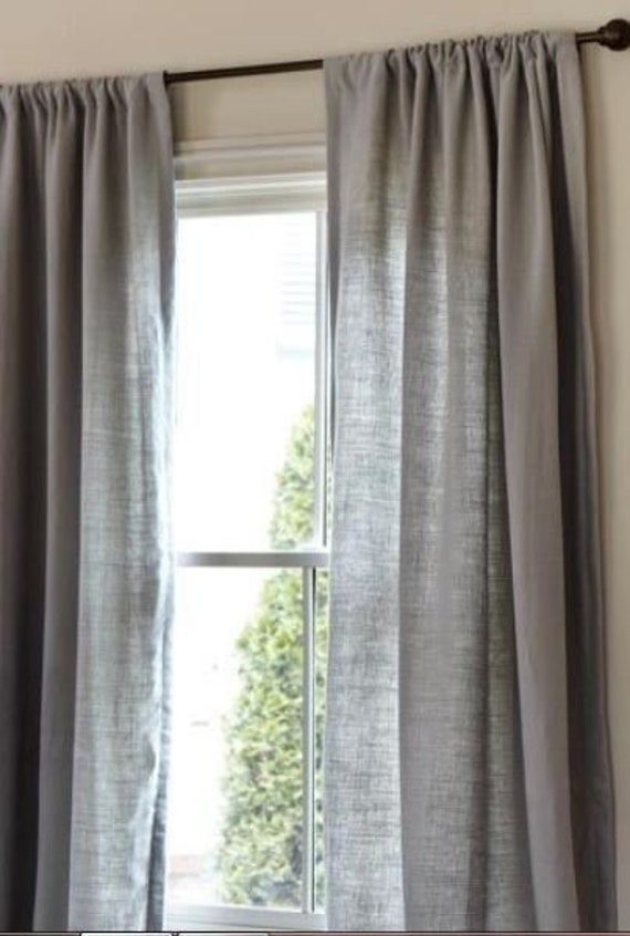 100 Linen Curtains Pure Killarney Linen Drapes Grey Bedroom Living Room Kitchen Dining Room Pair 24 Or 52 Wide Color Grey
