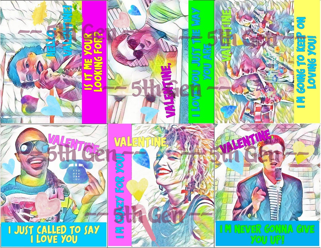 80s Theme Printable Valentines - Etsy