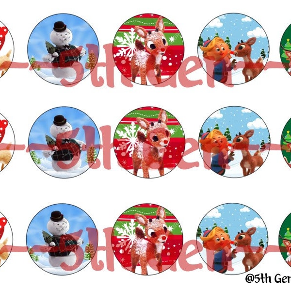 Rudolph 1 inch bottle cap images