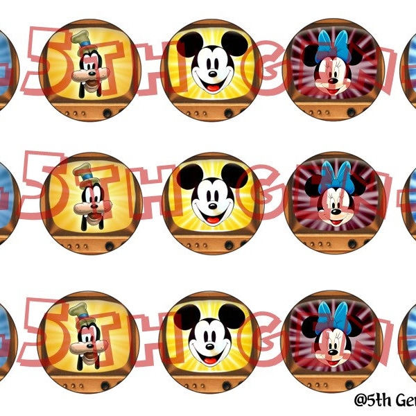 Classic Mickey and Friends 1" bottle cap images (4x6)