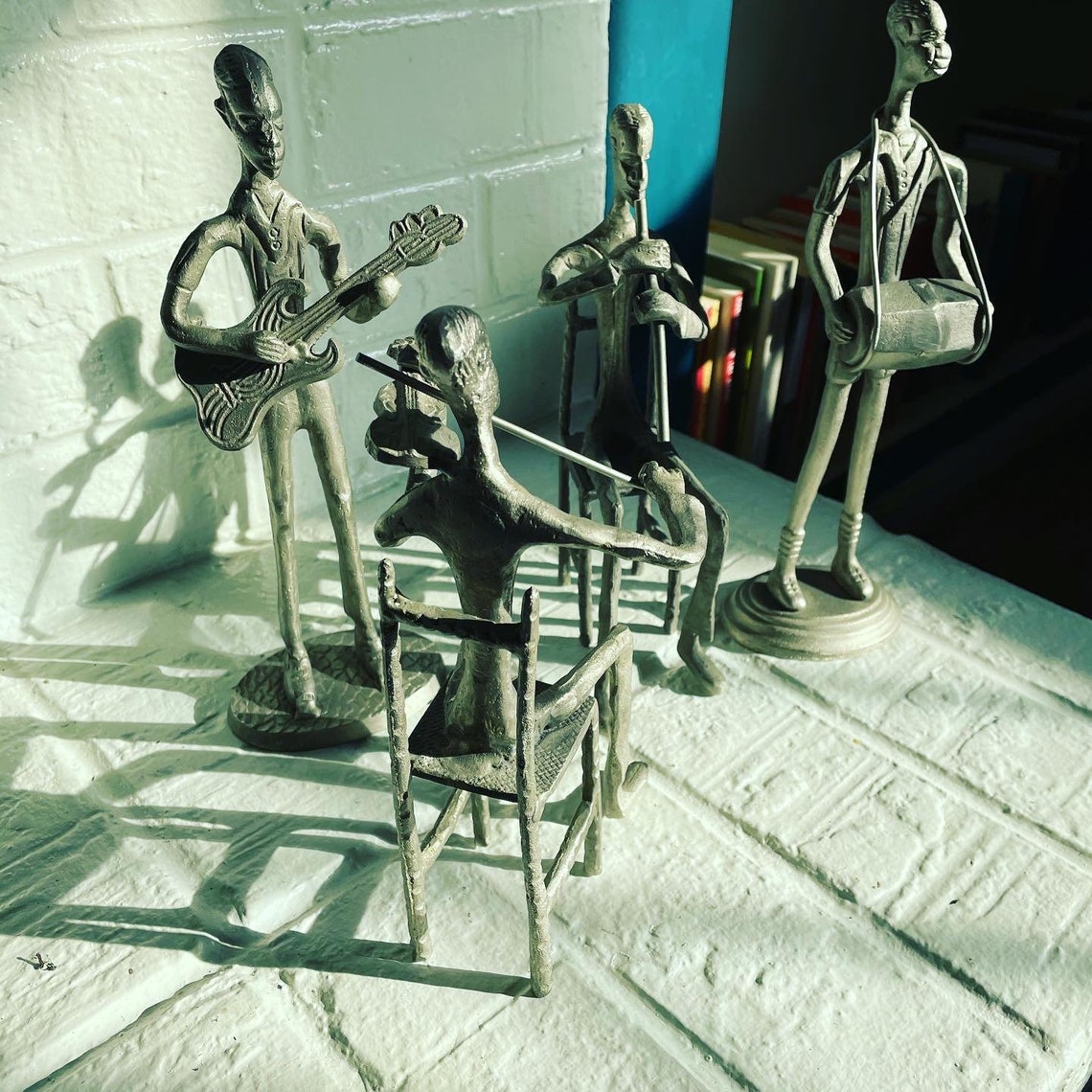Metal sculpture jazz band black art music figures 1990s Etsy