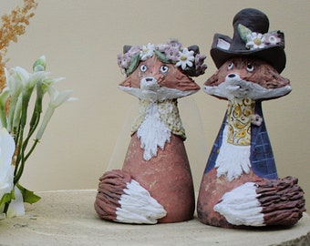 Fox wedding Cake Topper, Woodland Wedding, Wedding Cake Topper Bride and Groom