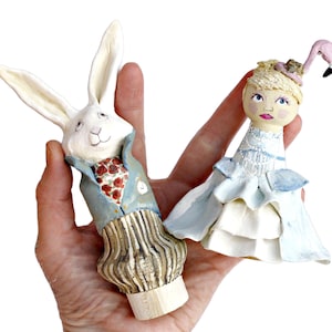 Alice in Wonderland Wedding Cake Topper Alice White Rabbit Wedding Cake Topper Alice in Wonderland Wedding Cake Toppers figure figures image 1