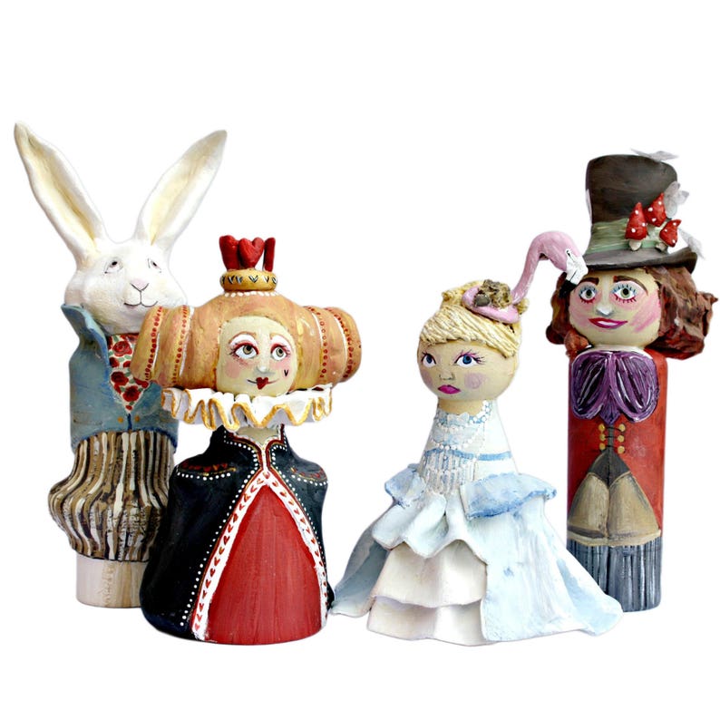 Alice in Wonderland Wedding Cake Topper Alice White Rabbit Wedding Cake Topper Alice in Wonderland Wedding Cake Toppers figure figures zdjęcie 5