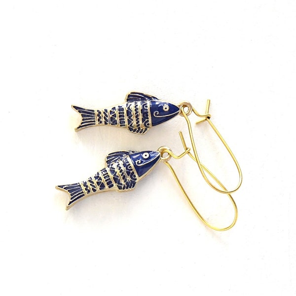 Fish Earrings Enamel Fish Earrings Summer Earrings Beach Earrings Vacation Earrings Gone Fishing Earrings Fish Charm Hoops Fish Dangles