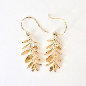 leaf earrings branch earrings Maile Lei Leaf earrings laurel branch earrings branch leaf earrings botanical jewelry textured leaf earrings